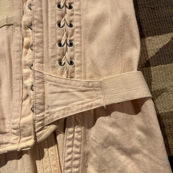 Vintage 1920's Camp Fan Lace Corset Peach Pink Antique Girdle Canvas Rare - Picture 15 of 16